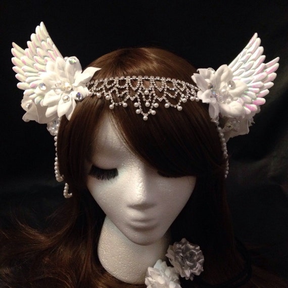 Winter Bridal Angel Tiara Goddess Flower Crown Headband