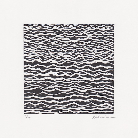 Water art waves waves art water prints linoblock prints