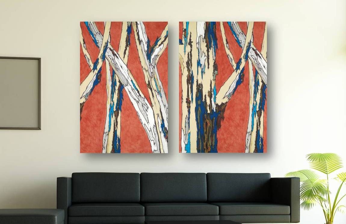 Extra LARGE wall art oversized diptych modern landscape
