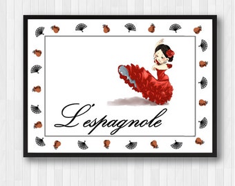 Flamenco,Flamenco Dancer,Spanish Lady,Spanish Dancer,Flamenco Poster,Flamenco Print,Flamenco Decor,Spanish Poster,Spanish Print,Dance