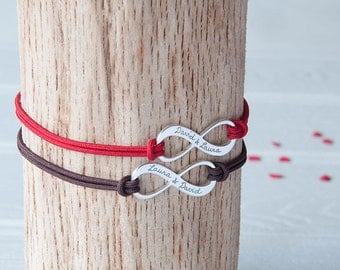 Couple's Personalized Bracelet duo Infinity - Merci Maman Jewellery Gift for lovers, girlfriend, boyfriend, valentine's