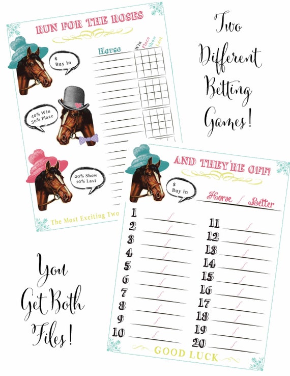 Kentucky Derby Party Printable Betting Sheets Betting Games Digital ...