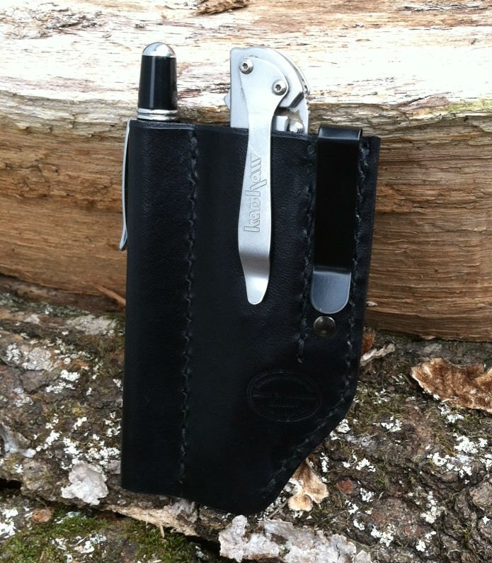 Handmade Leather Pen and Knife Holster by arcadiancraftsman