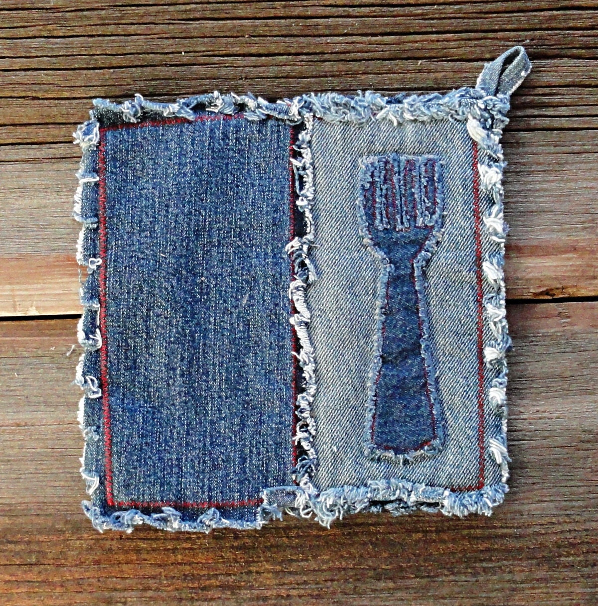 Blue Jeans Hot Pads Appliqued Denim Potholders The Best