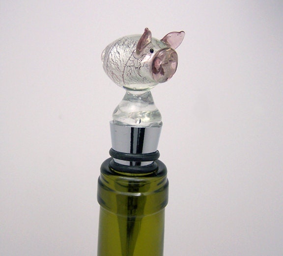 Glass Pig Bottle Stopper