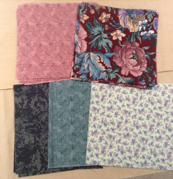 Precut Quilting Squares Floral Cotton fabric 5 squares