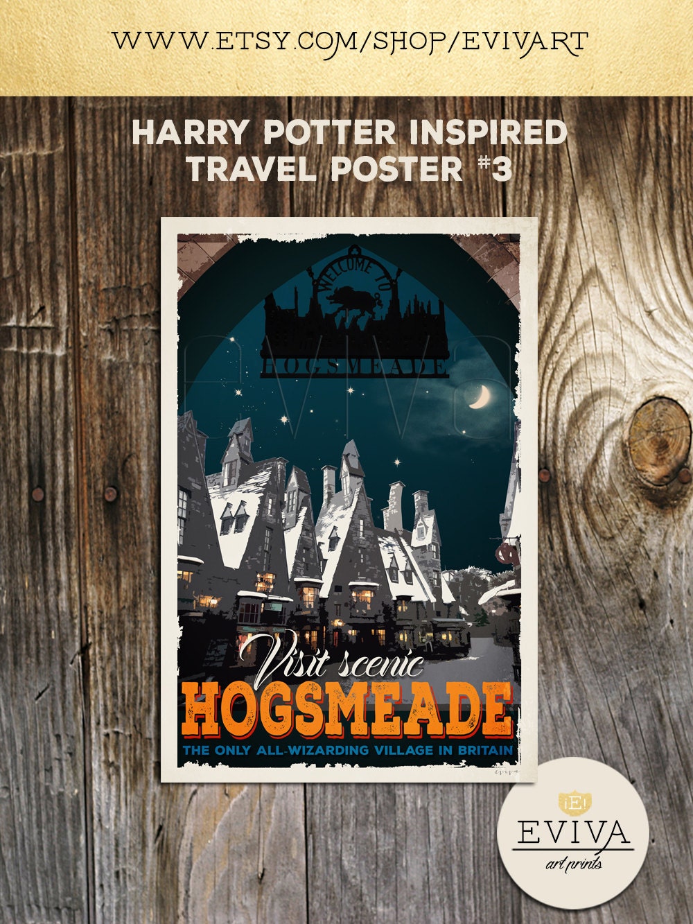 HOGSMEADE Village Harry Potter Movie Poster Travel by evivart