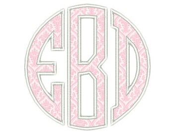 Circle Monogram Applique Embroidery Font - Instant Download
