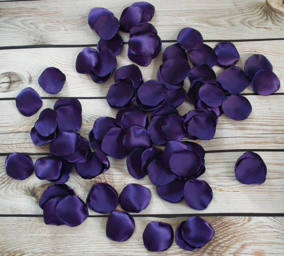 EGGPLANT satin rose petals silk alternative by ForeverSweethearts