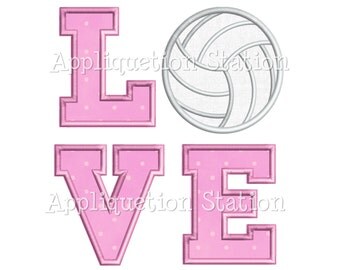LOVE Volleyball Applique Machine Embroidery Design Pattern sports INSTANT DOWNLOAD