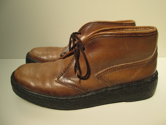 vintage original 60s BATES Floaters wool lined leather chukka