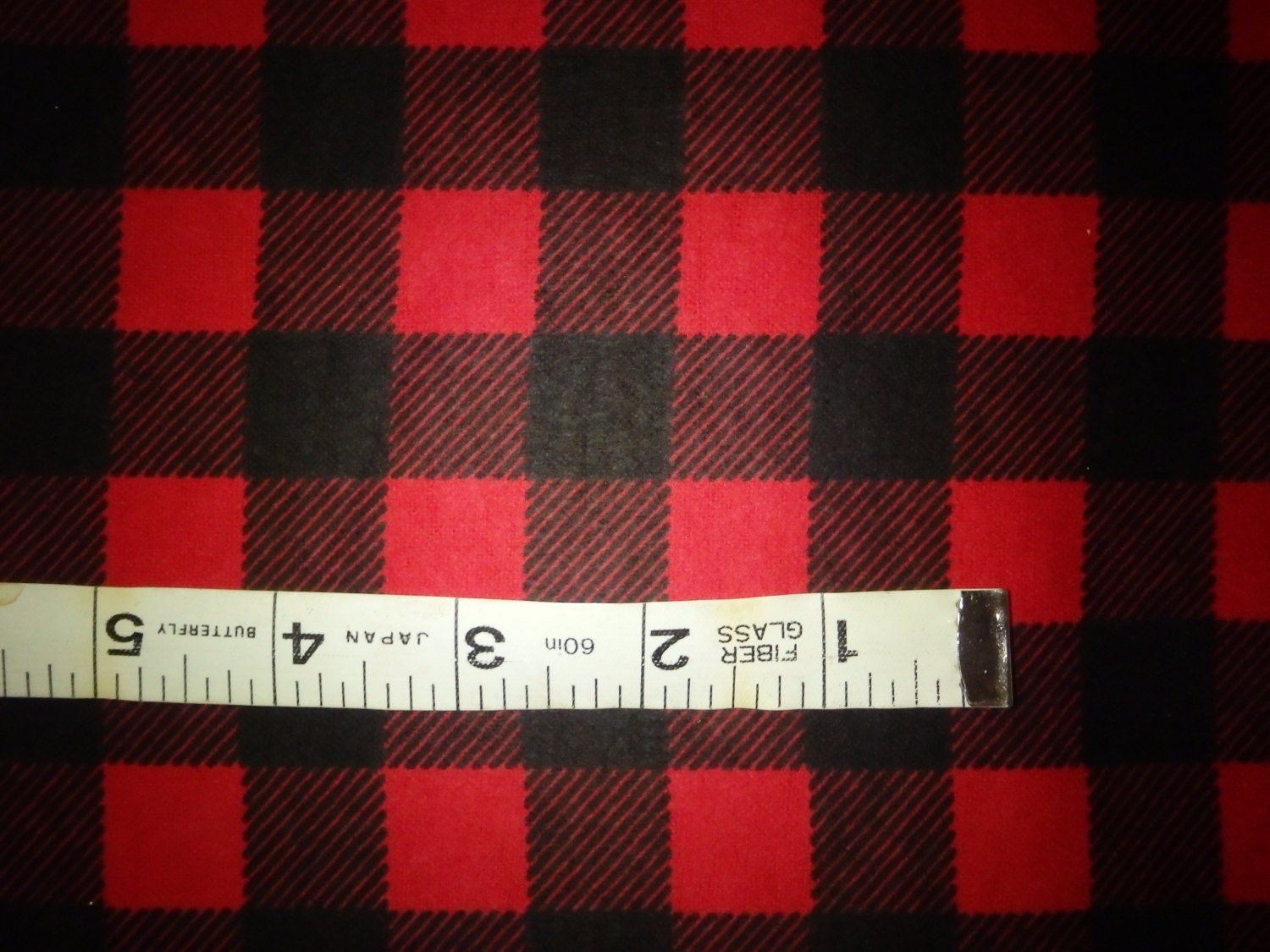 Red & Black Buffalo Plaid Cotton Flannel Fabric by BaysideFabrics