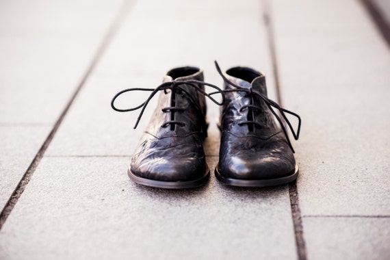 Black oxford shoes, flat shoes, women shoes, black leather shoes ...