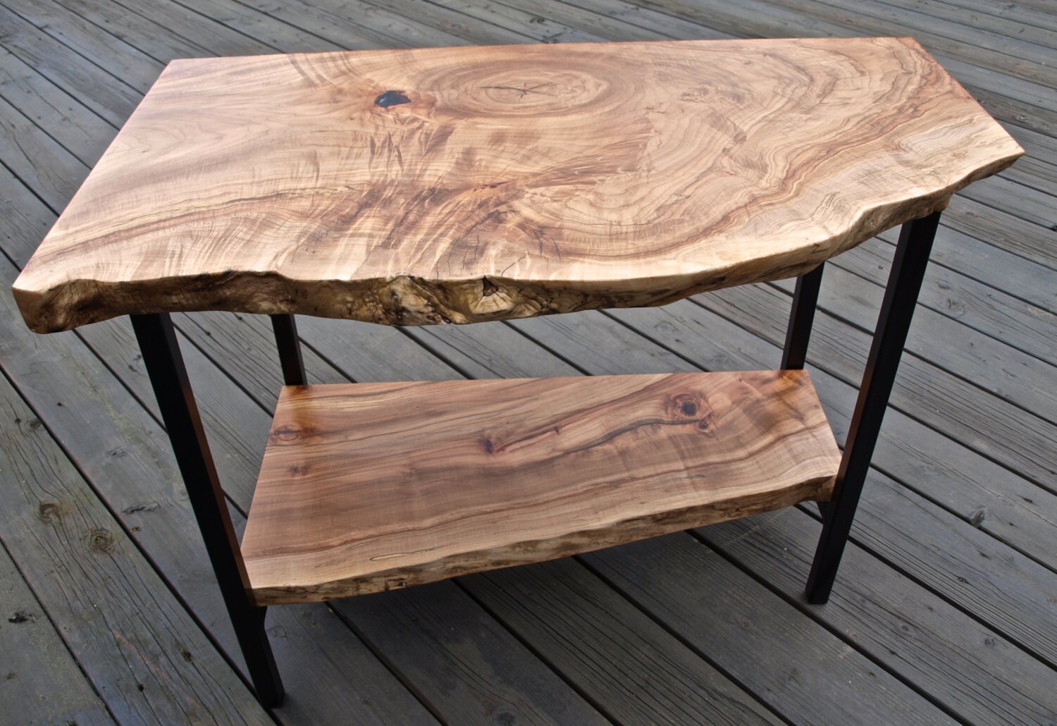 Live Edge Maple Coffee Table with Steel Base