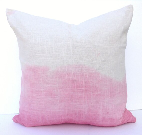 Dip dye light pink linen pillow cover by HouseofPillows on Etsy