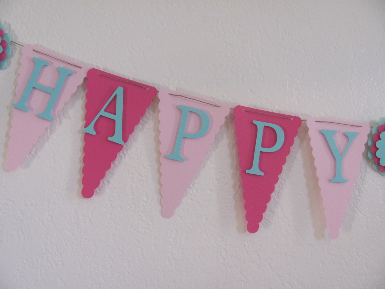 Happy Birthday Banner Dark Pink Light Pink By Twogirlspaperdesign