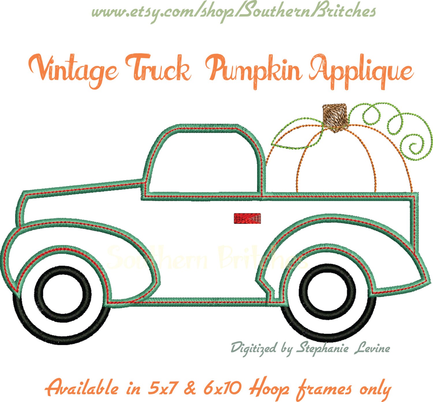 Vintage Truck APPLIQUE Old Pickup Truck Applique Embroidery