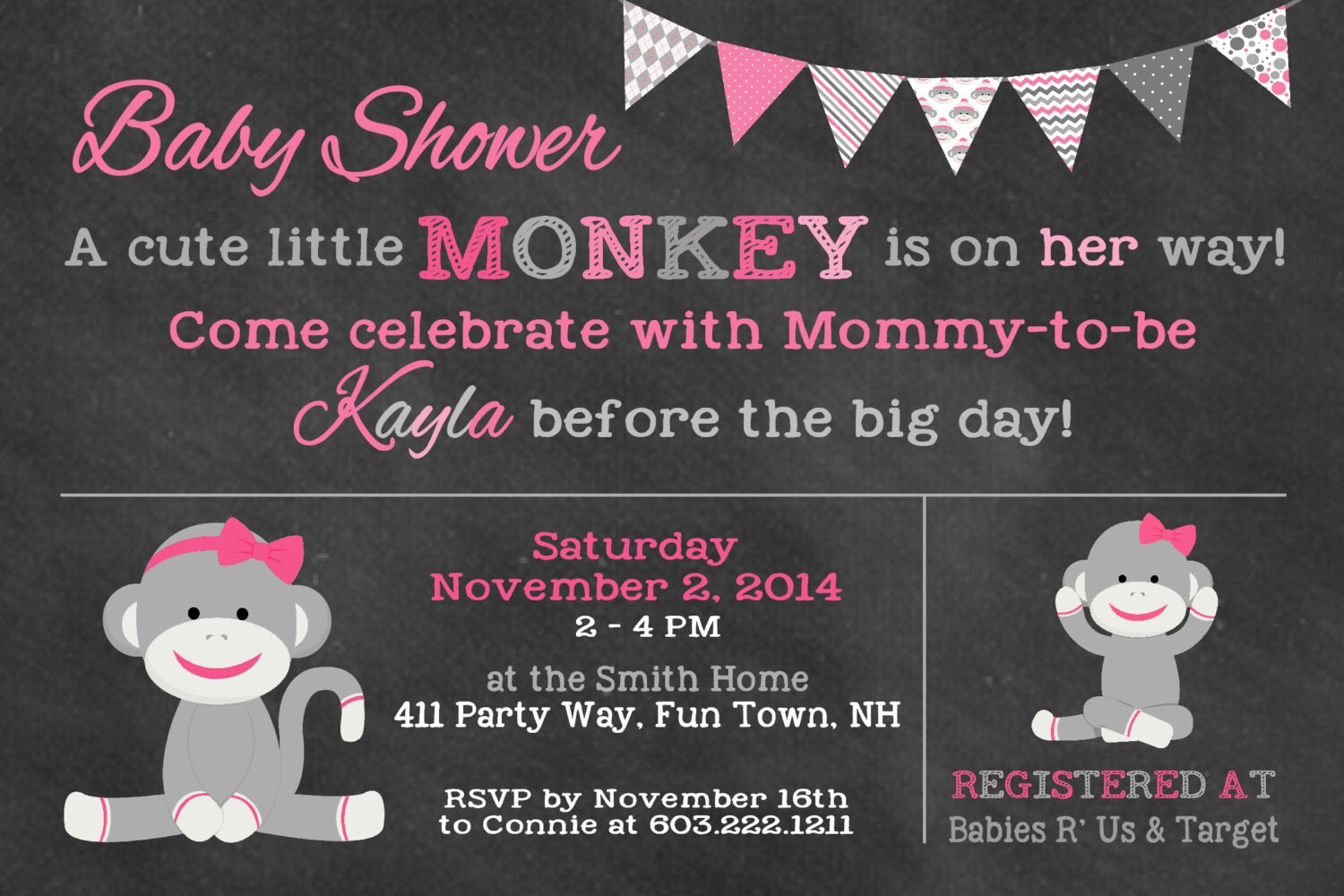 Monkey Baby Shower Invitation Boy by AsYouWishCreations4u on Etsy