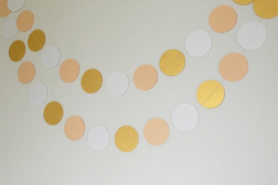 Peach / Gold / White Paper Garland Peach & Gold Wedding