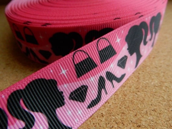 BARBIE SILHOUETTE Printed ribbon or bow by TheRibbonObsession