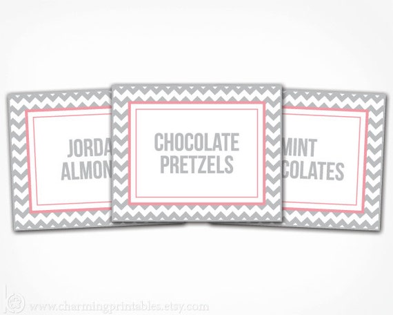Chevron Labels - Printable Chevron Party Decoration - Lolly Buffet Labels Food Buffet Tag for Chevron Baby Shower or Birthday Party Il_570xn