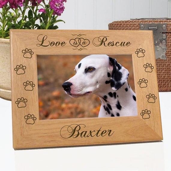 Love Is A Rescue Dog Picture Frame Personalized Dog Lover