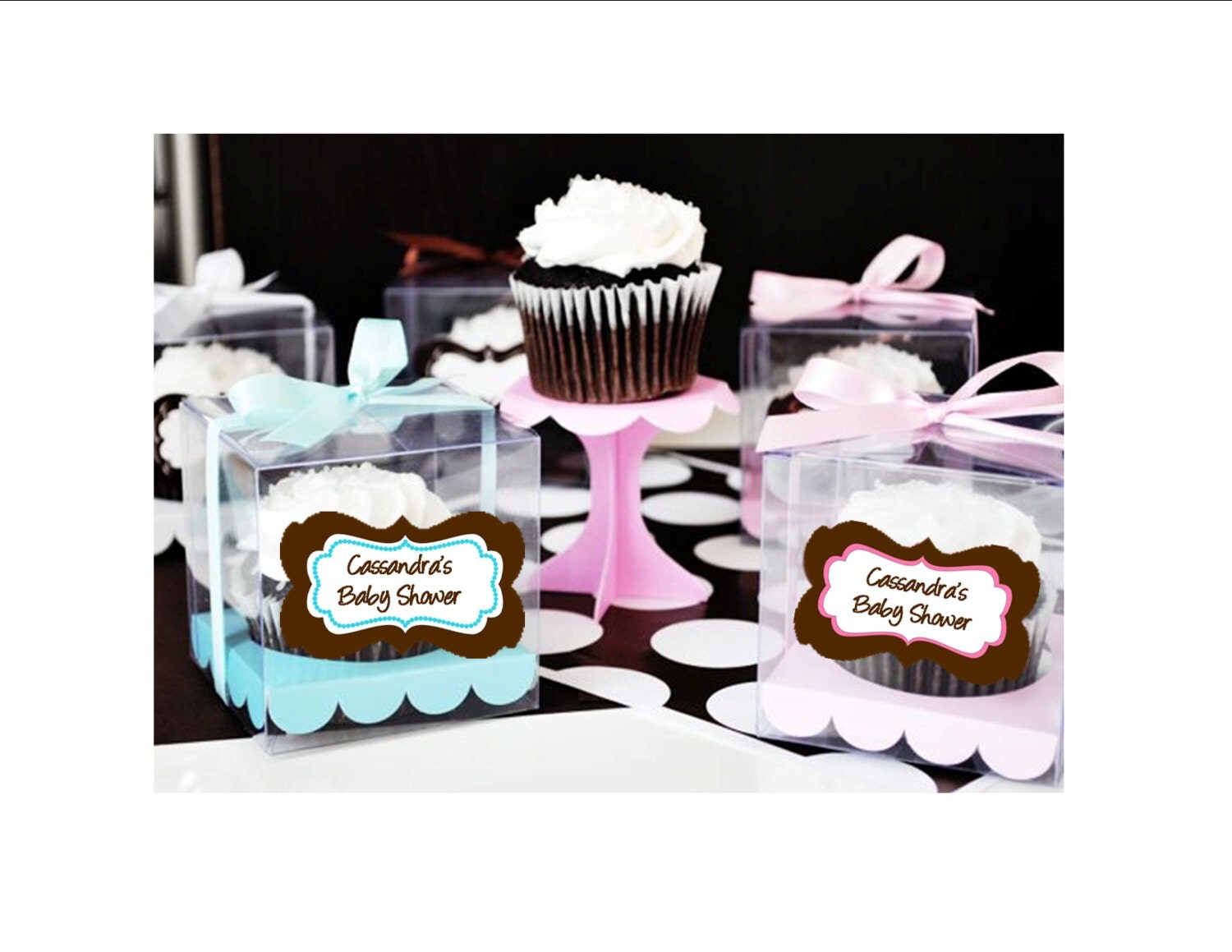 Cupcake Favor Boxes personalized boxes with ribbon and