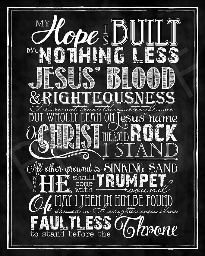 Hymn On Christ the Solid Rock Hymn Chalkboard Style