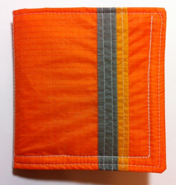 Orange Mens Wallet Recycled Paraglider Wallet Vegan by OffChutes