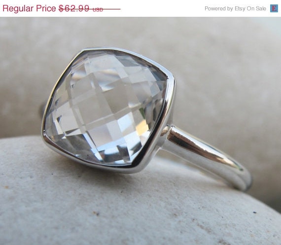 Mothers Day Sale Leaf Ring-White Topaz Ring-Silver Leaf Ring-April ...