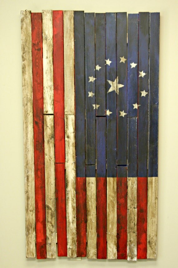 Distressed Wood USA Wall Flag Centennial