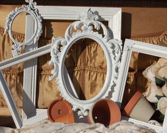 Set Of 5 Shabby Chic Picture Frames/Custom Made Picture Frames/Wall Frames/Distressed Rustic Frame Set