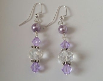 Lavender Earrings, Swarovski earrings, purple earrings, dangle earrings