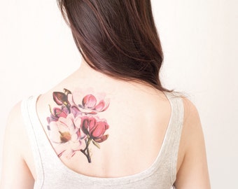 Magnolia Temporary Tattoo, flower tattoo, Extra Large tattoo - perseverance, dignity, love of nature