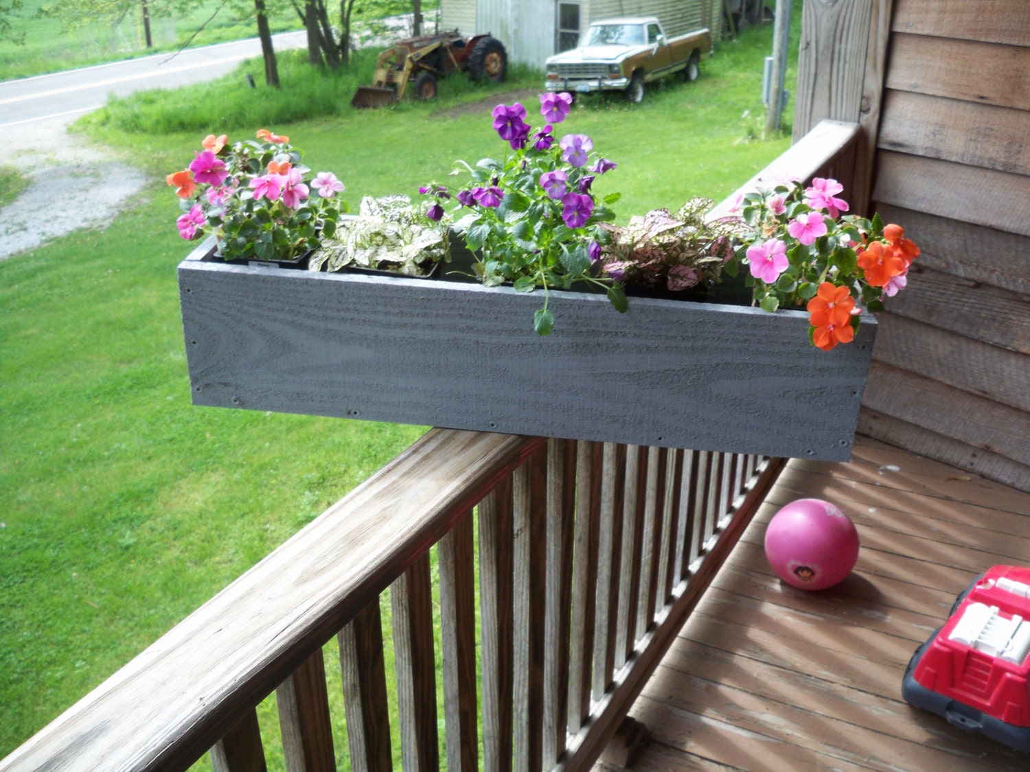 Rustic Wood Flower Box Wood Flower Planter Deck Flower Box