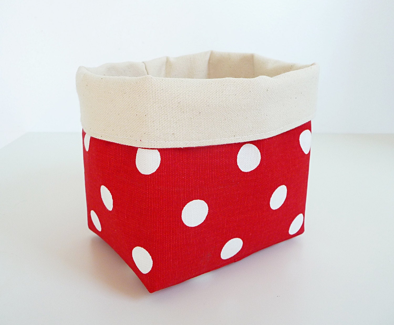 Red & White Polka Dot Storage Basket Fabric Organizer Gift