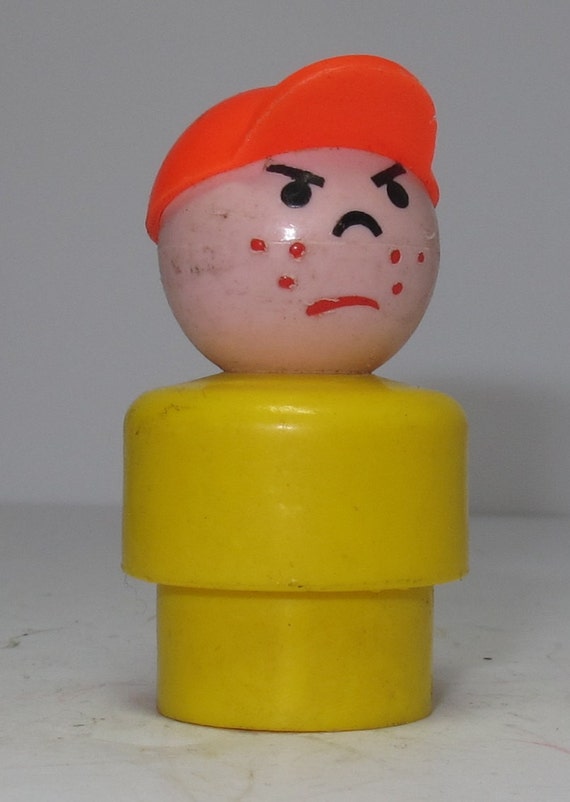 vintage fisher price little people boy in yellow with hat