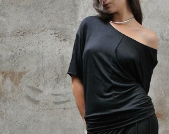Basic T ~ Off the shoulder top ~ Oversized top ~ Bamboo Tunic ~ Women top ~ Bamboo top ~ Sati Creation