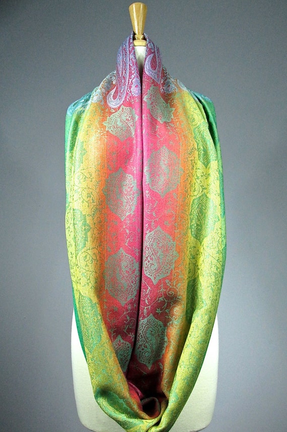 Pashmina infinity scarf ombre scarf multicolored floral