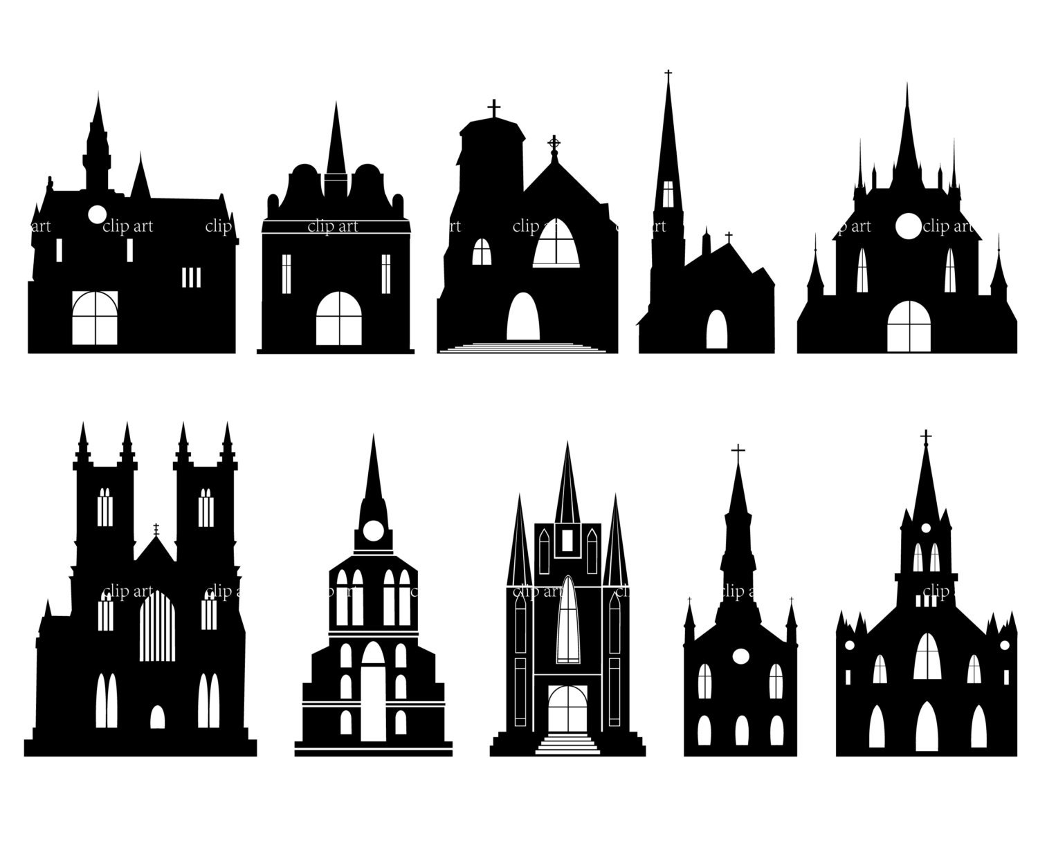 Church silhouette digital clipart vector eps png by bestvector