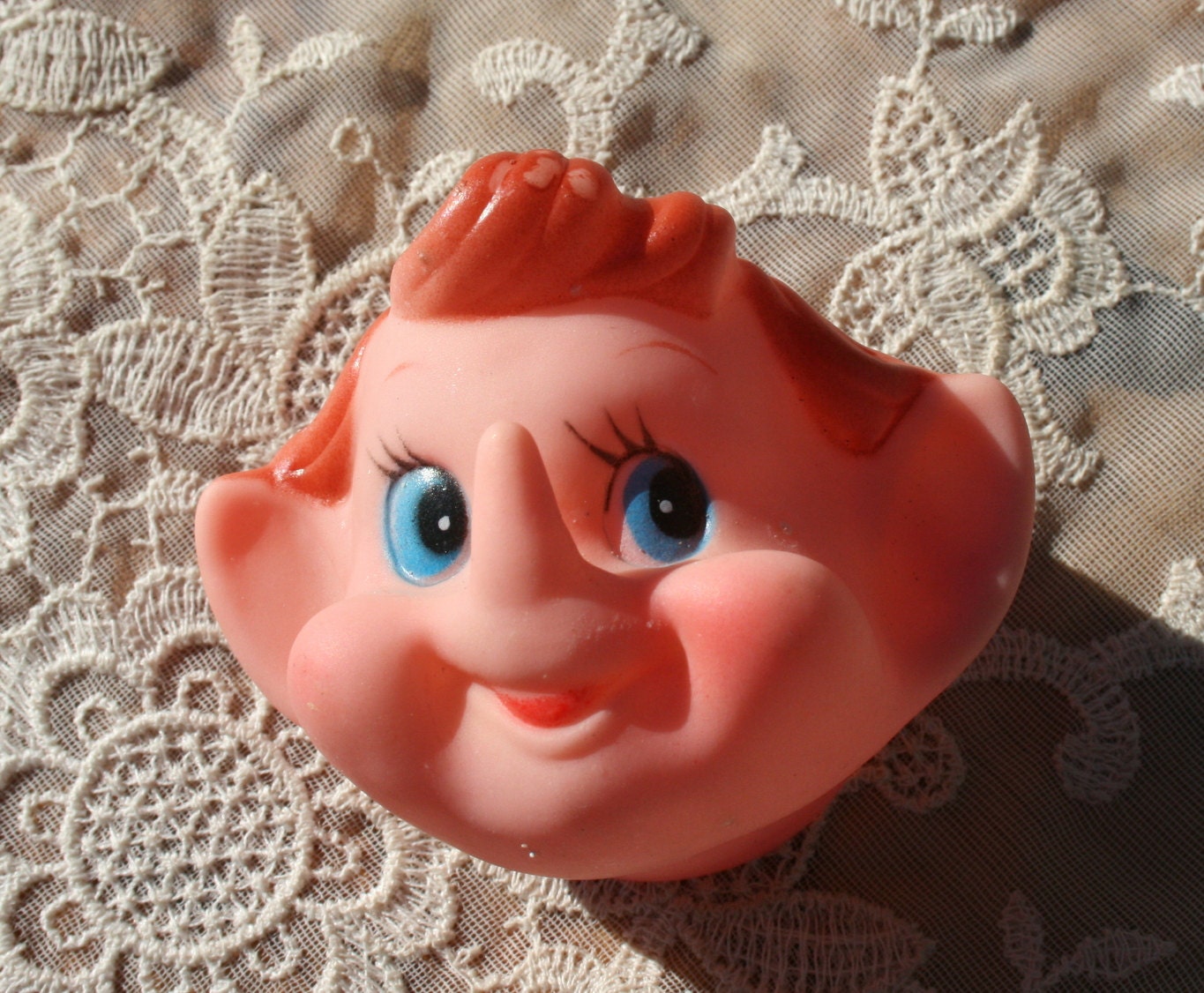 Elf Gnome Pixie Plastic Doll Head Vintage Christmas Craft