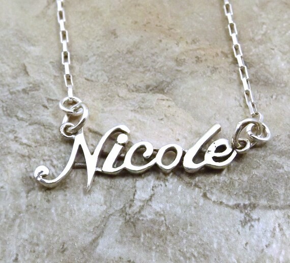 Sterling Silver Name Necklace Nicole on Sterling Silver