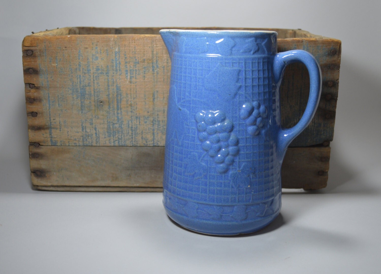 Vintage Blue Buttermilk Pitcher UHL Pottery Co.