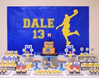 Golden State Warriors Basketball Themed Backdrop- .JPEG File via Email Delivery - You Print Your Own