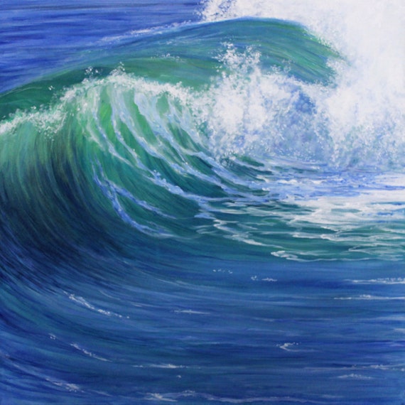 Items similar to Crashing Wave Painting, Beach Art, Coastal Art, Ocean ...