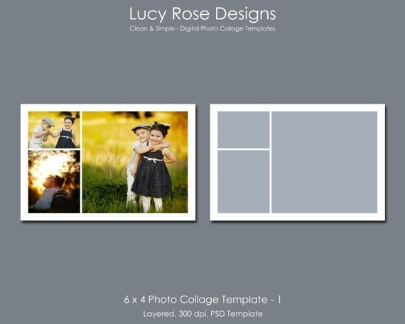  6  x 4 Photo Collage  Template  1 by LucyRoseDesigns on Etsy