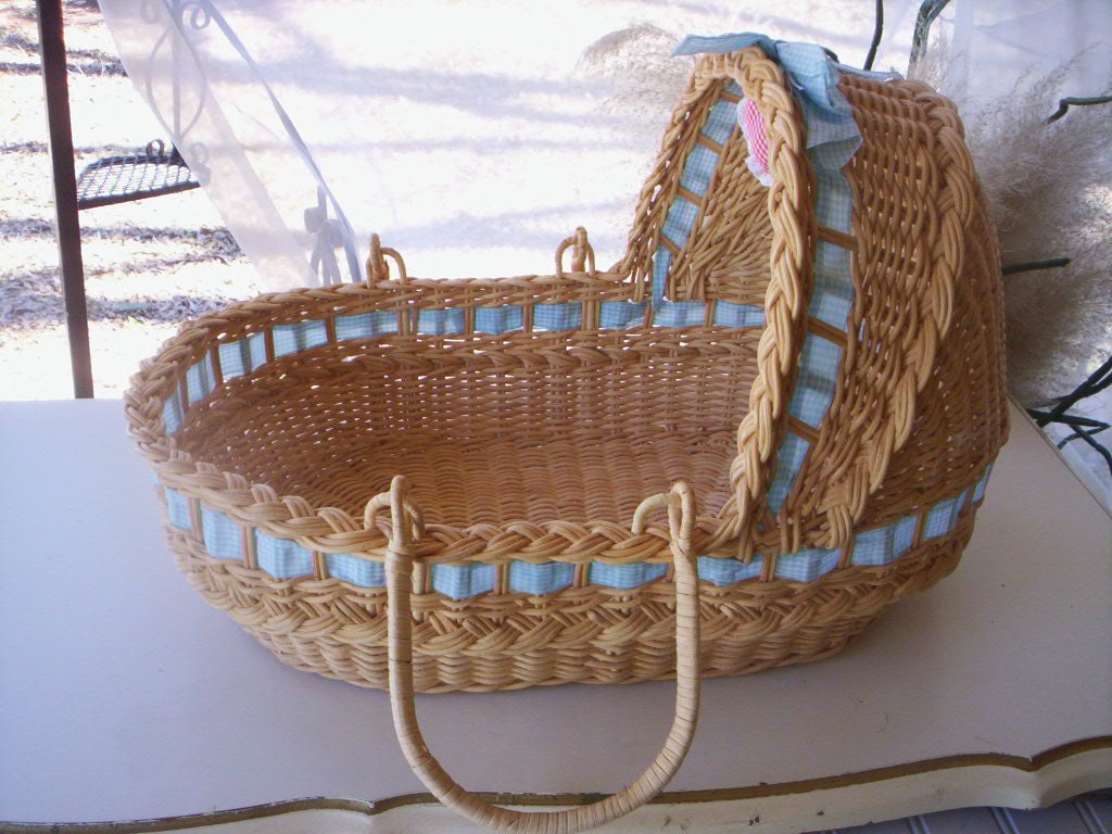 antique wicker doll bassinet