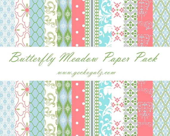 Butterfly Meadow Digital Paper Pack