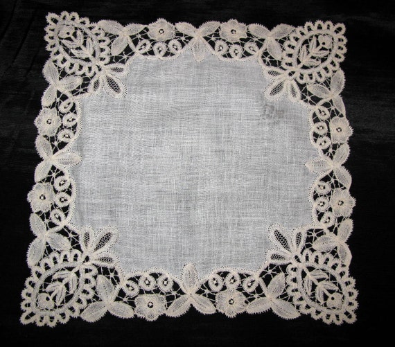 Antique Handkerchief Lace Victorian Hankerchief by VintagebyTeresa