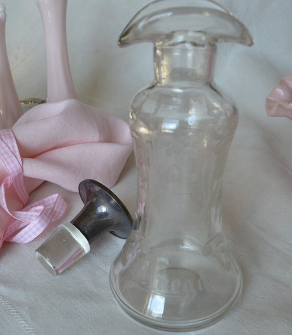 Antique Rare Etched Crystal Oil and Vinegar Cruet by PatinaVille